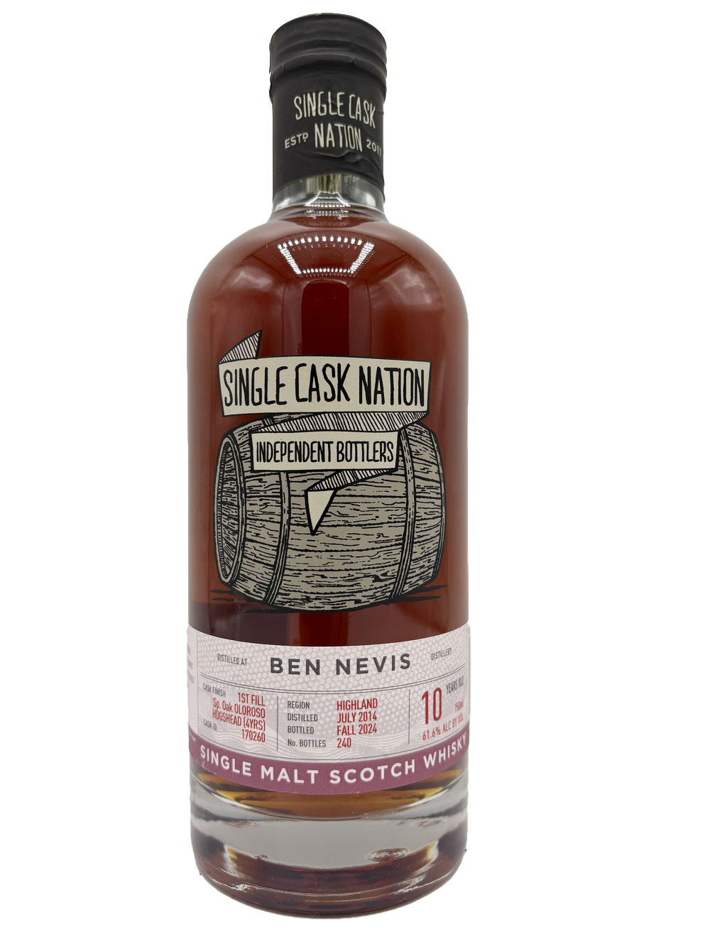 Single Cask Nation Ben Nevis 2014 10yr Cask #170260 Single Malt