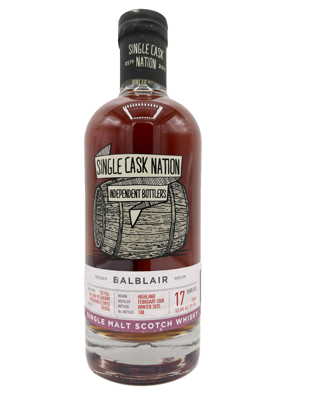Single Cask Nation Balblair 2008 17yr Cask#181076 Single Malt 750mL