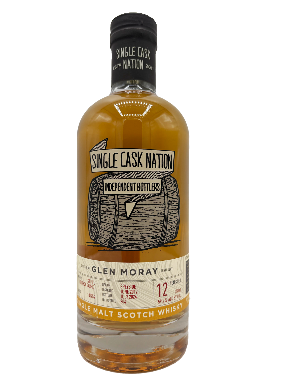 Single Cask Nation Glen Moray 2012 12yr Cask#180754 Single Malt 750mL